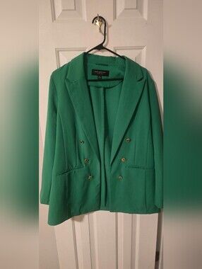 Marc New York Green Double-Breasted Blazer with Gold Buttons
